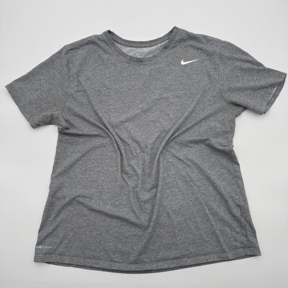 Nike Dri-FIT Athletic Cut Gray Heather Short Sleeve T-Shirt Womens XL